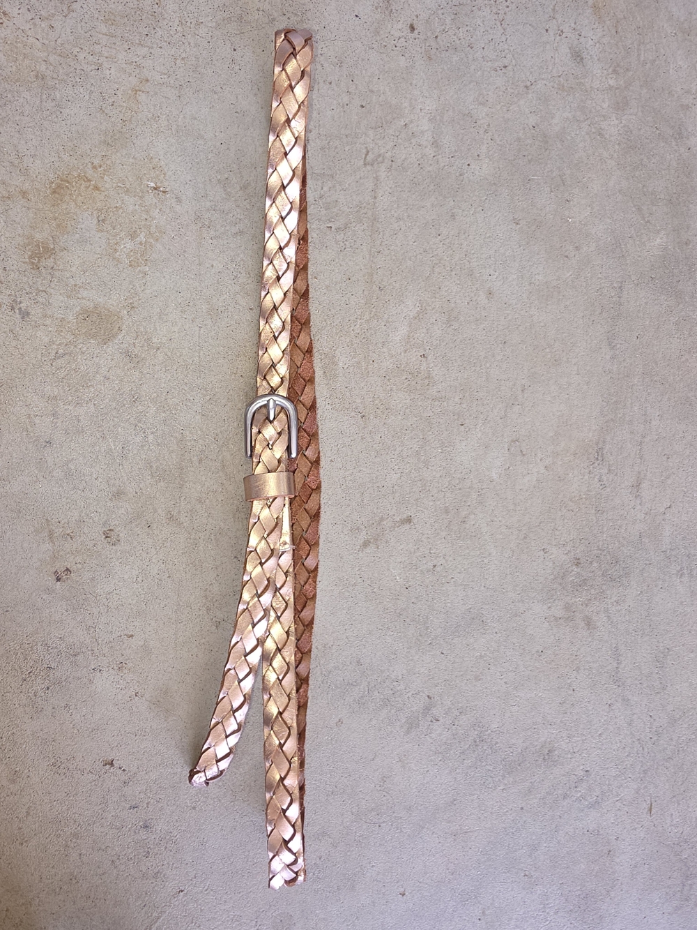 Woven Metallic Rose Gold Women’s Belt